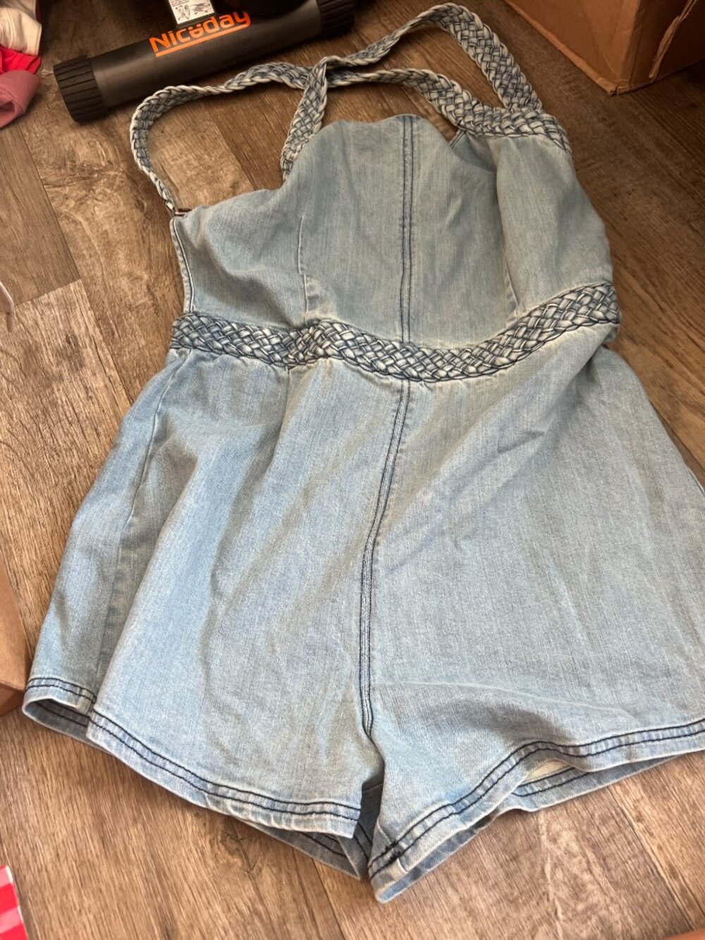 Free People Karina Denim Romper size L - Picture 8 of 15